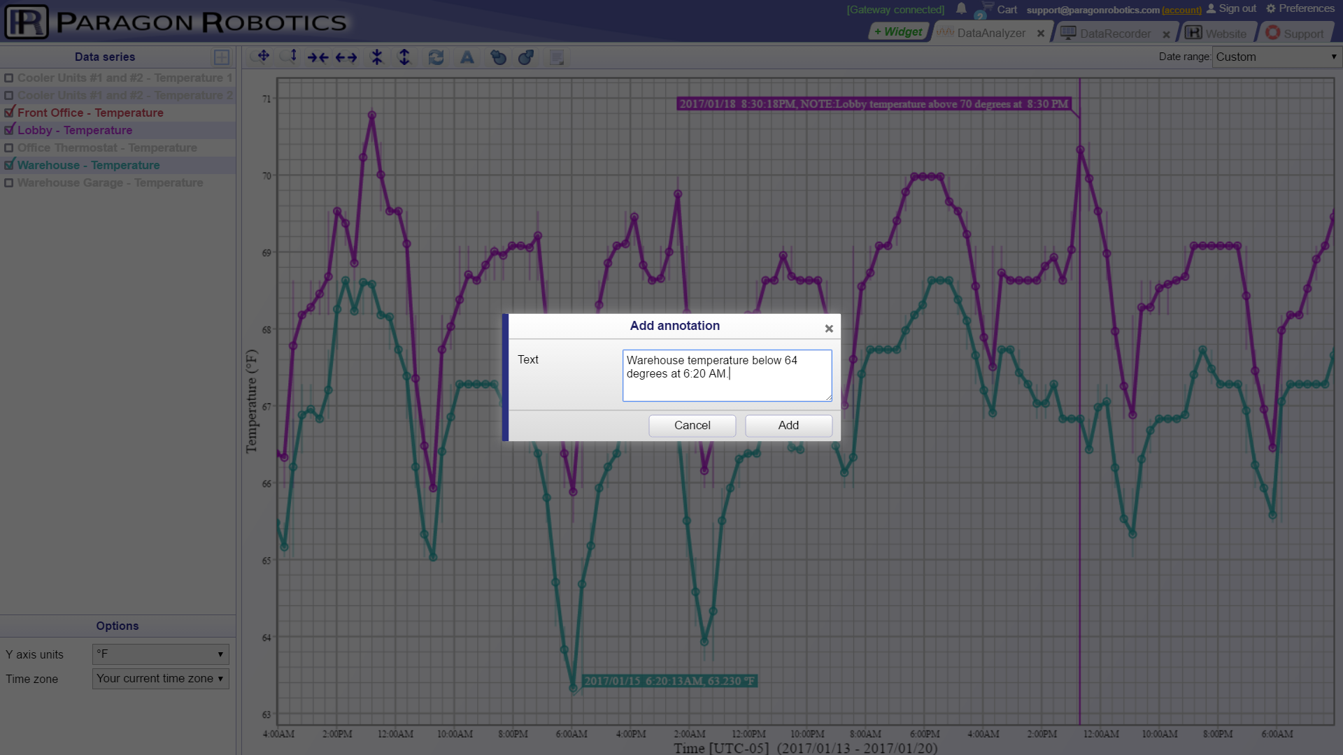 Alarm and Data Annotations