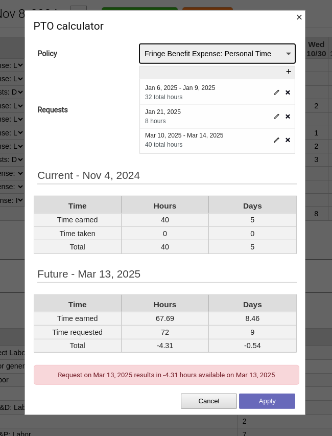 PTO calculator