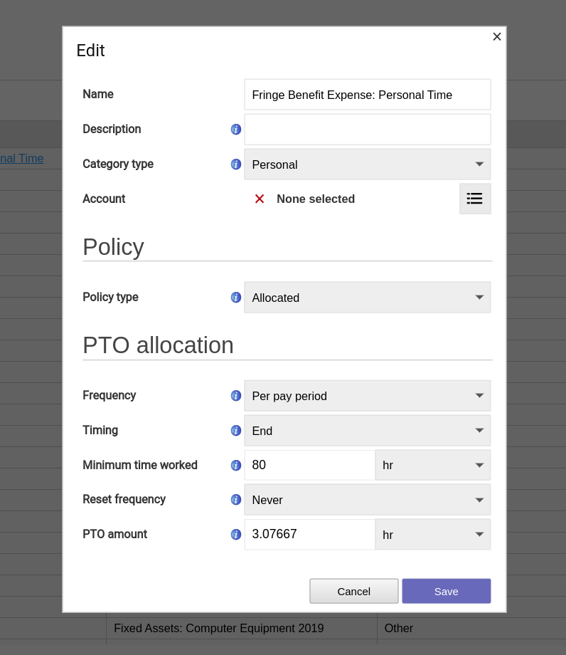 PTO classification edit